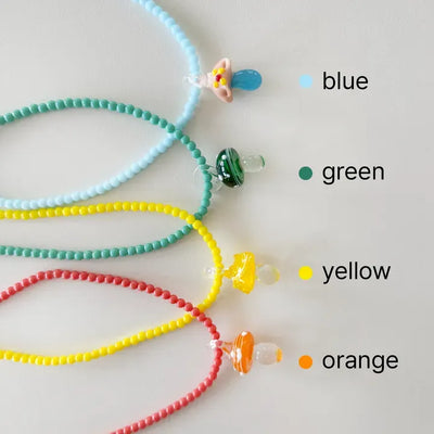 Vivid Mushroom Color Point Bead Necklace