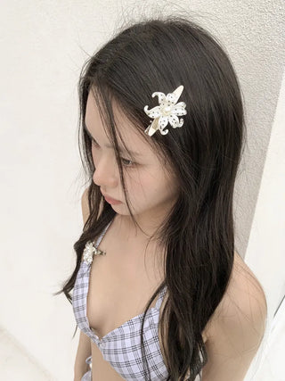 Pulse Star Dot Pearl Flower Metal Claw Hairpin