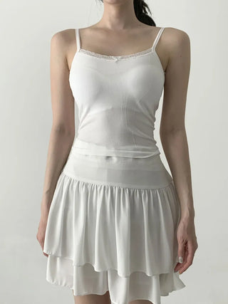 Lace Layered Pattern See-through Built-in Cup Sleeveless Bralette Sleeveless Top Collection