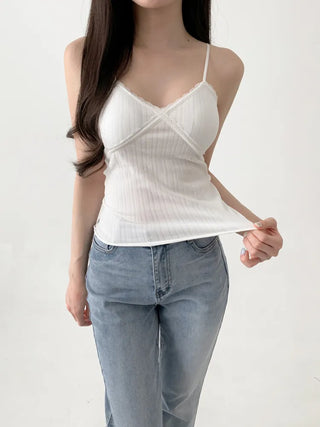 Lace Layered Pattern See-through Built-in Cup Sleeveless Bralette Sleeveless Top Collection