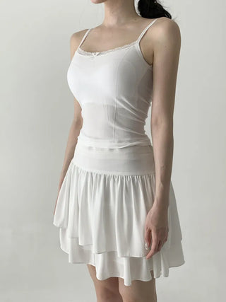 Lace Layered Pattern See-through Built-in Cup Sleeveless Bralette Sleeveless Top Collection