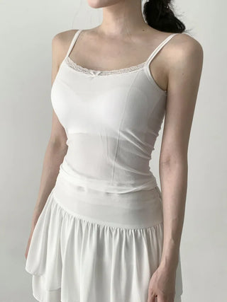 Lace Layered Pattern See-through Built-in Cup Sleeveless Bralette Sleeveless Top Collection