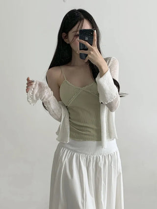 Lace Layered Pattern See-through Built-in Cup Sleeveless Bralette Sleeveless Top Collection