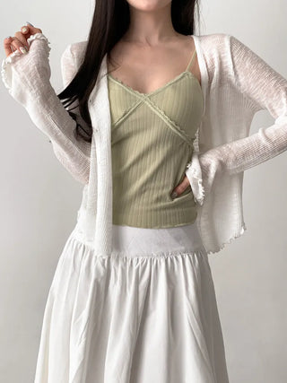 Lace Layered Pattern See-through Built-in Cup Sleeveless Bralette Sleeveless Top Collection