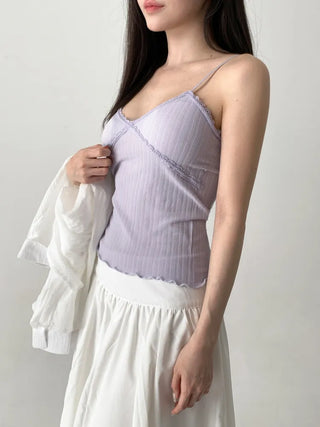 Lace Layered Pattern See-through Built-in Cup Sleeveless Bralette Sleeveless Top Collection