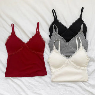 Lace Layered Pattern See-through Built-in Cup Sleeveless Bralette Sleeveless Top Collection
