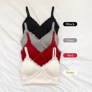 Lace Layered Pattern See-through Built-in Cup Sleeveless Bralette Sleeveless Top Collection