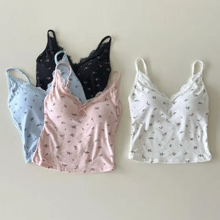 Lace Layered Pattern See-through Built-in Cup Sleeveless Bralette Sleeveless Top Collection
