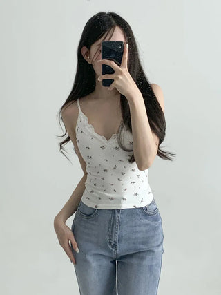 Lace Layered Pattern See-through Built-in Cup Sleeveless Bralette Sleeveless Top Collection
