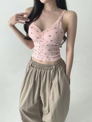 Lace Layered Pattern See-through Built-in Cup Sleeveless Bralette Sleeveless Top Collection
