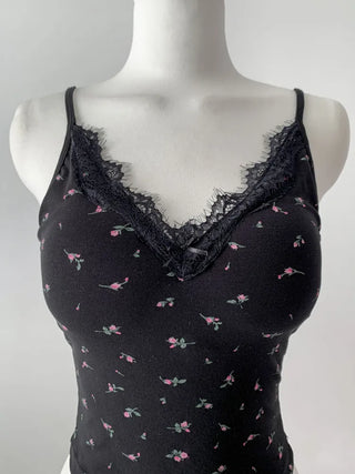 Lace Layered Pattern See-through Built-in Cup Sleeveless Bralette Sleeveless Top Collection