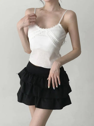 Lace Layered Pattern See-through Built-in Cup Sleeveless Bralette Sleeveless Top Collection