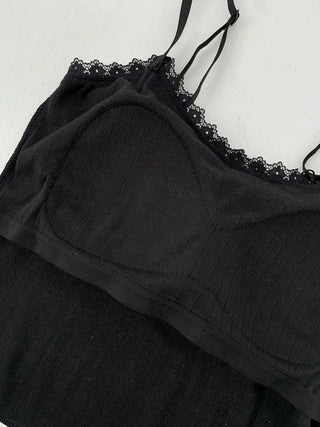 Lace Layered Pattern See-through Built-in Cup Sleeveless Bralette Sleeveless Top Collection