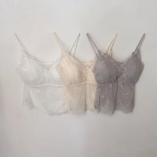 Lace Layered Pattern See-through Built-in Cup Sleeveless Bralette Sleeveless Top Collection