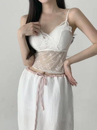 Lace Layered Pattern See-through Built-in Cup Sleeveless Bralette Sleeveless Top Collection