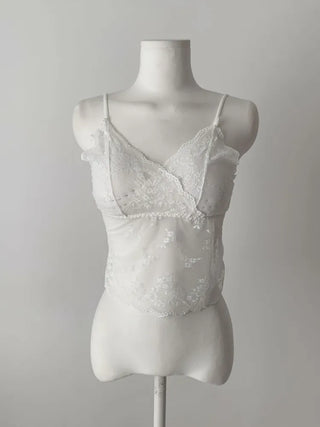 Lace Layered Pattern See-through Built-in Cup Sleeveless Bralette Sleeveless Top Collection