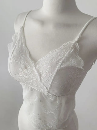 Lace Layered Pattern See-through Built-in Cup Sleeveless Bralette Sleeveless Top Collection