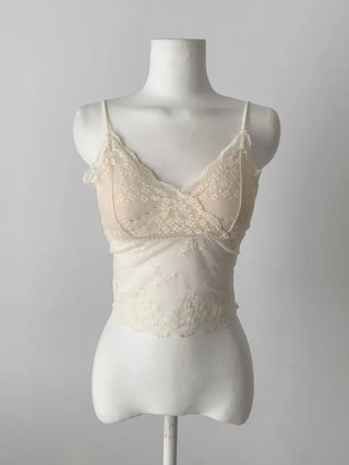 Lace Layered Pattern See-through Built-in Cup Sleeveless Bralette Sleeveless Top Collection