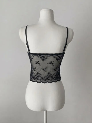 Lace Layered Pattern See-through Built-in Cup Sleeveless Bralette Sleeveless Top Collection