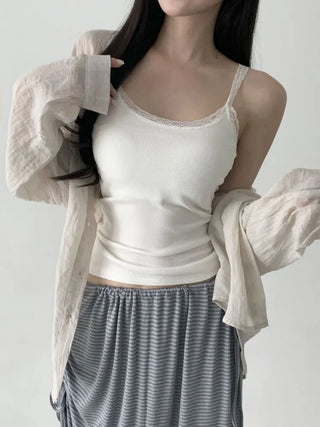 Lace Layered Pattern See-through Built-in Cup Sleeveless Bralette Sleeveless Top Collection