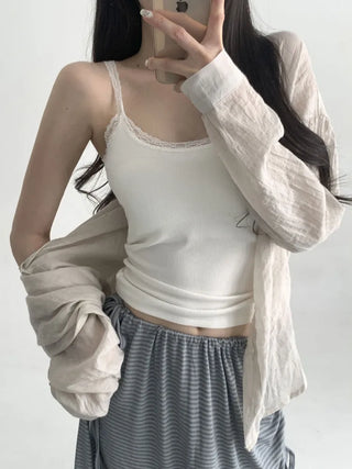 Lace Layered Pattern See-through Built-in Cup Sleeveless Bralette Sleeveless Top Collection