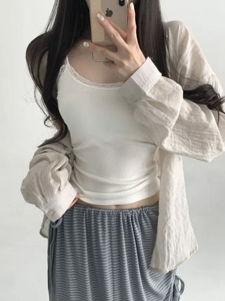 Lace Layered Pattern See-through Built-in Cup Sleeveless Bralette Sleeveless Top Collection