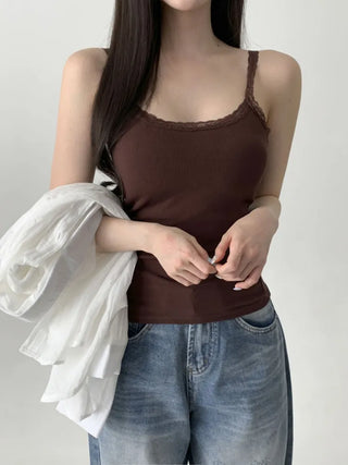 Lace Layered Pattern See-through Built-in Cup Sleeveless Bralette Sleeveless Top Collection