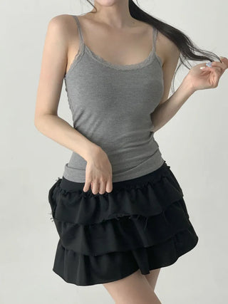 Lace Layered Pattern See-through Built-in Cup Sleeveless Bralette Sleeveless Top Collection