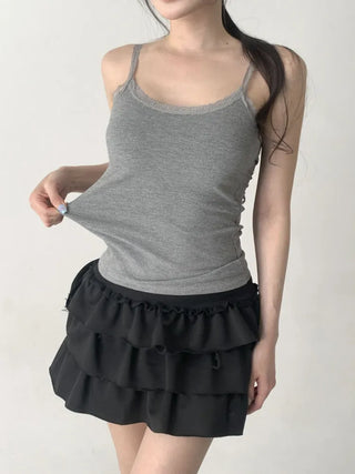 Lace Layered Pattern See-through Built-in Cup Sleeveless Bralette Sleeveless Top Collection