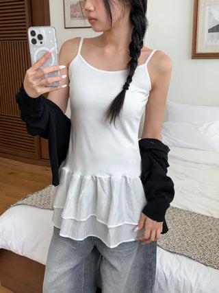 Lace Layered Pattern See-through Built-in Cup Sleeveless Bralette Sleeveless Top Collection