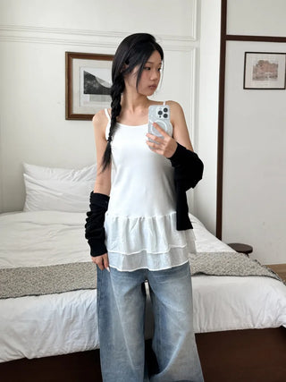 Lace Layered Pattern See-through Built-in Cup Sleeveless Bralette Sleeveless Top Collection