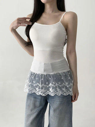 Lace Layered Pattern See-through Built-in Cup Sleeveless Bralette Sleeveless Top Collection