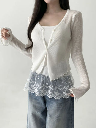 Lace Layered Pattern See-through Built-in Cup Sleeveless Bralette Sleeveless Top Collection