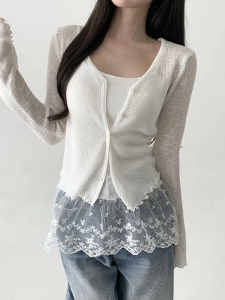 Lace Layered Pattern See-through Built-in Cup Sleeveless Bralette Sleeveless Top Collection