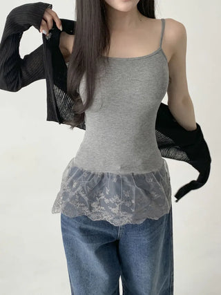 Lace Layered Pattern See-through Built-in Cup Sleeveless Bralette Sleeveless Top Collection