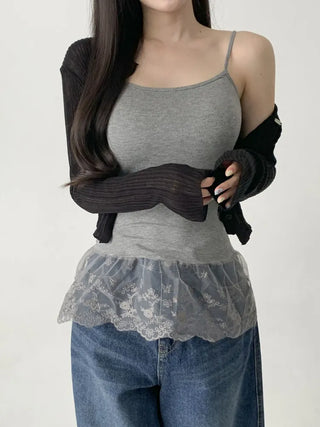 Lace Layered Pattern See-through Built-in Cup Sleeveless Bralette Sleeveless Top Collection