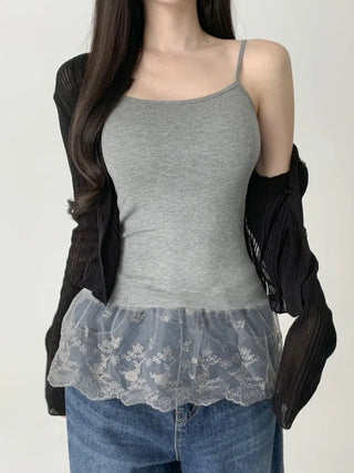 Lace Layered Pattern See-through Built-in Cup Sleeveless Bralette Sleeveless Top Collection
