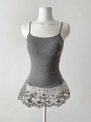 Lace Layered Pattern See-through Built-in Cup Sleeveless Bralette Sleeveless Top Collection