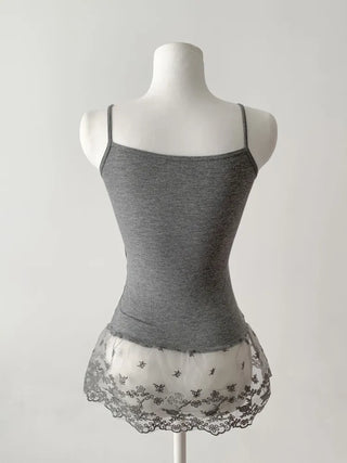 Lace Layered Pattern See-through Built-in Cup Sleeveless Bralette Sleeveless Top Collection
