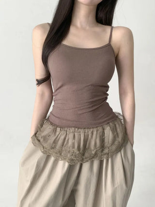 Lace Layered Pattern See-through Built-in Cup Sleeveless Bralette Sleeveless Top Collection