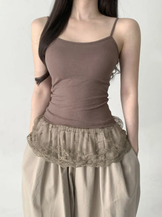 Lace Layered Pattern See-through Built-in Cup Sleeveless Bralette Sleeveless Top Collection