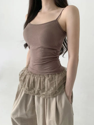 Lace Layered Pattern See-through Built-in Cup Sleeveless Bralette Sleeveless Top Collection