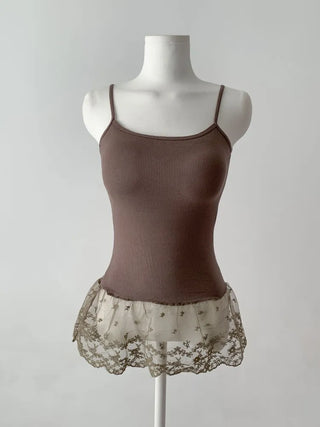 Lace Layered Pattern See-through Built-in Cup Sleeveless Bralette Sleeveless Top Collection