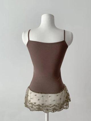 Lace Layered Pattern See-through Built-in Cup Sleeveless Bralette Sleeveless Top Collection