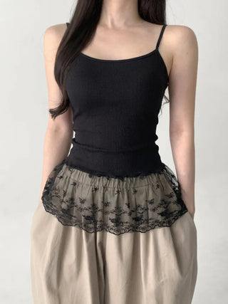 Lace Layered Pattern See-through Built-in Cup Sleeveless Bralette Sleeveless Top Collection