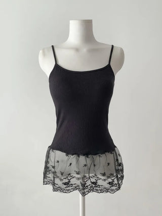 Lace Layered Pattern See-through Built-in Cup Sleeveless Bralette Sleeveless Top Collection