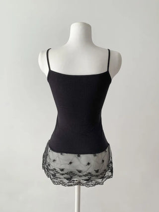 Lace Layered Pattern See-through Built-in Cup Sleeveless Bralette Sleeveless Top Collection