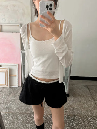 Lace Layered Pattern See-through Built-in Cup Sleeveless Bralette Sleeveless Top Collection