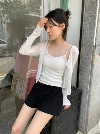 Lace Layered Pattern See-through Built-in Cup Sleeveless Bralette Sleeveless Top Collection