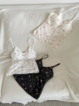 Lace Layered Pattern See-through Built-in Cup Sleeveless Bralette Sleeveless Top Collection